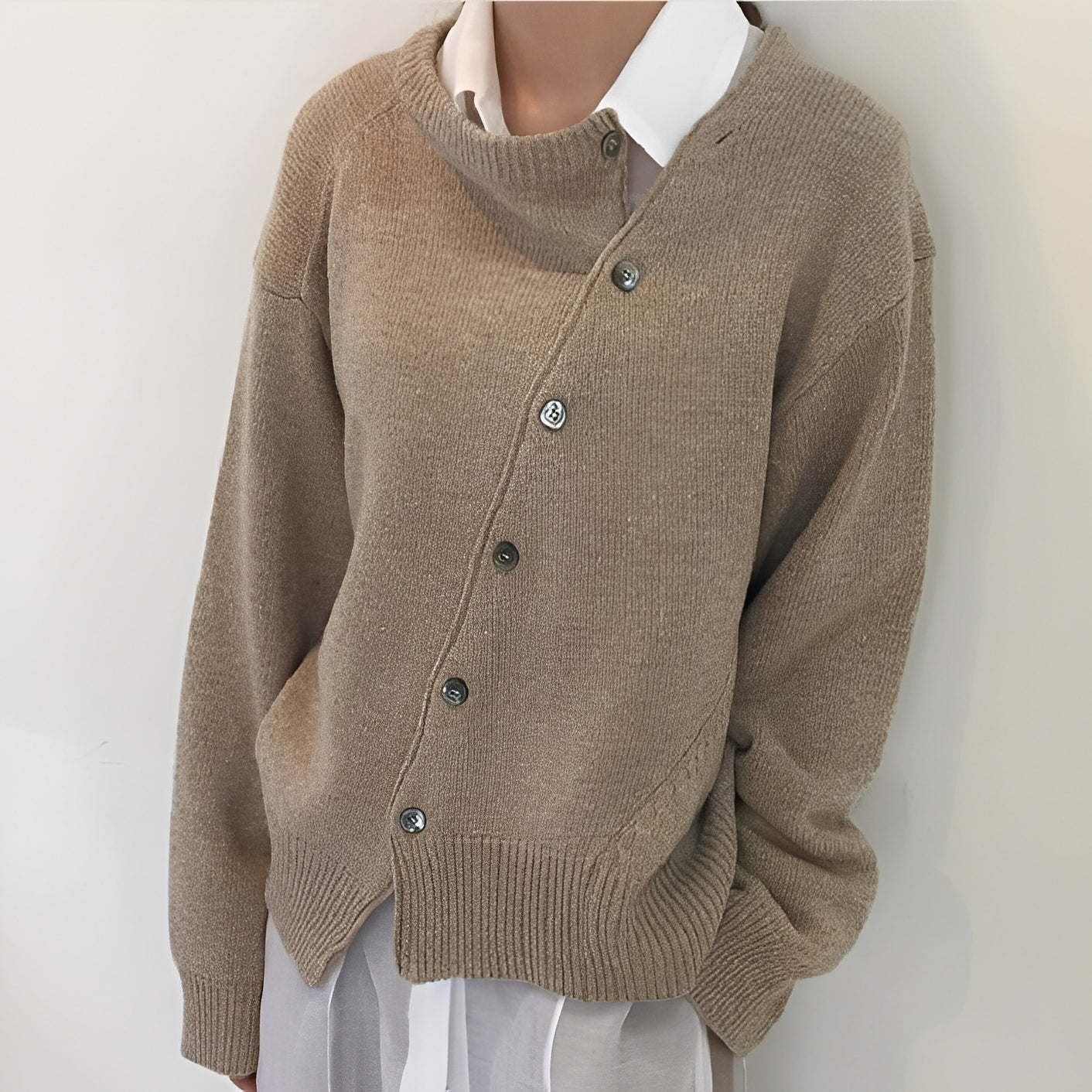 Arianna - Locker sitzende Kaschmirjacke mit Knöpfen für Damen