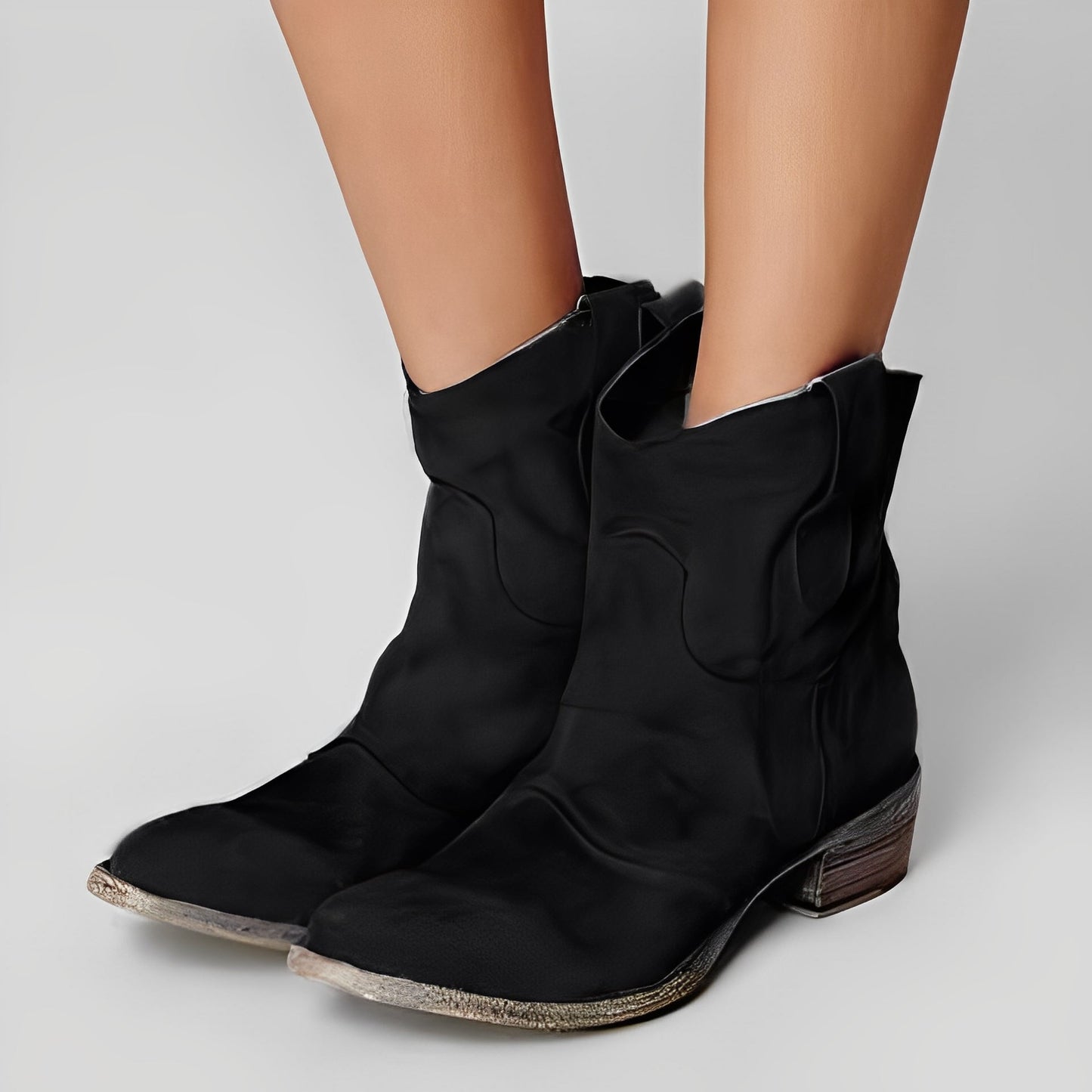 Adaline - Damen-Retro-Cowboy-Stiefel mit niedrigem Absatz