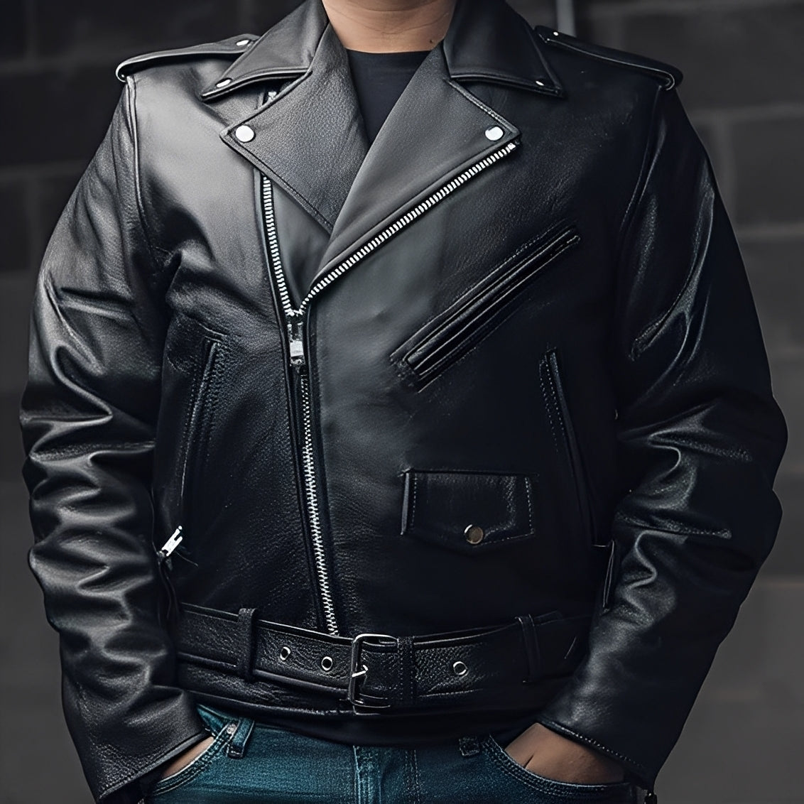 Elwin - Herren-Lederjacke mit mehreren Taschen