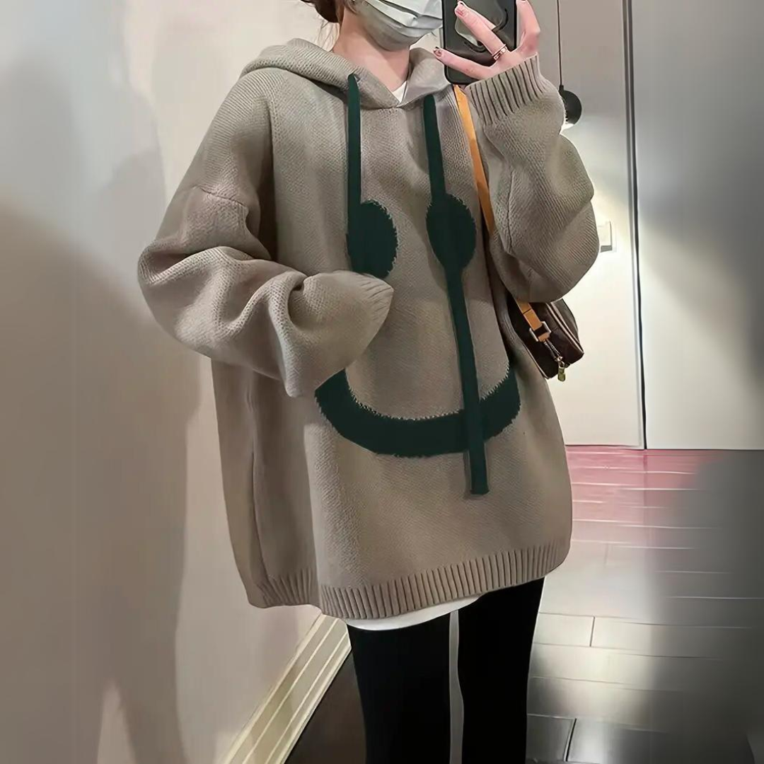 Emelia - Bequemer Damen-Hoodie mit fröhlichem Smiley-Muster