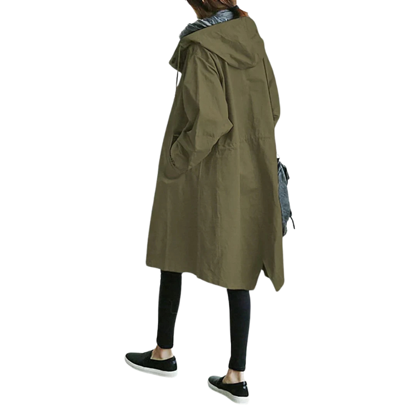 Mara – Wasserdichter Trenchcoat mit Kapuze für Regentage
