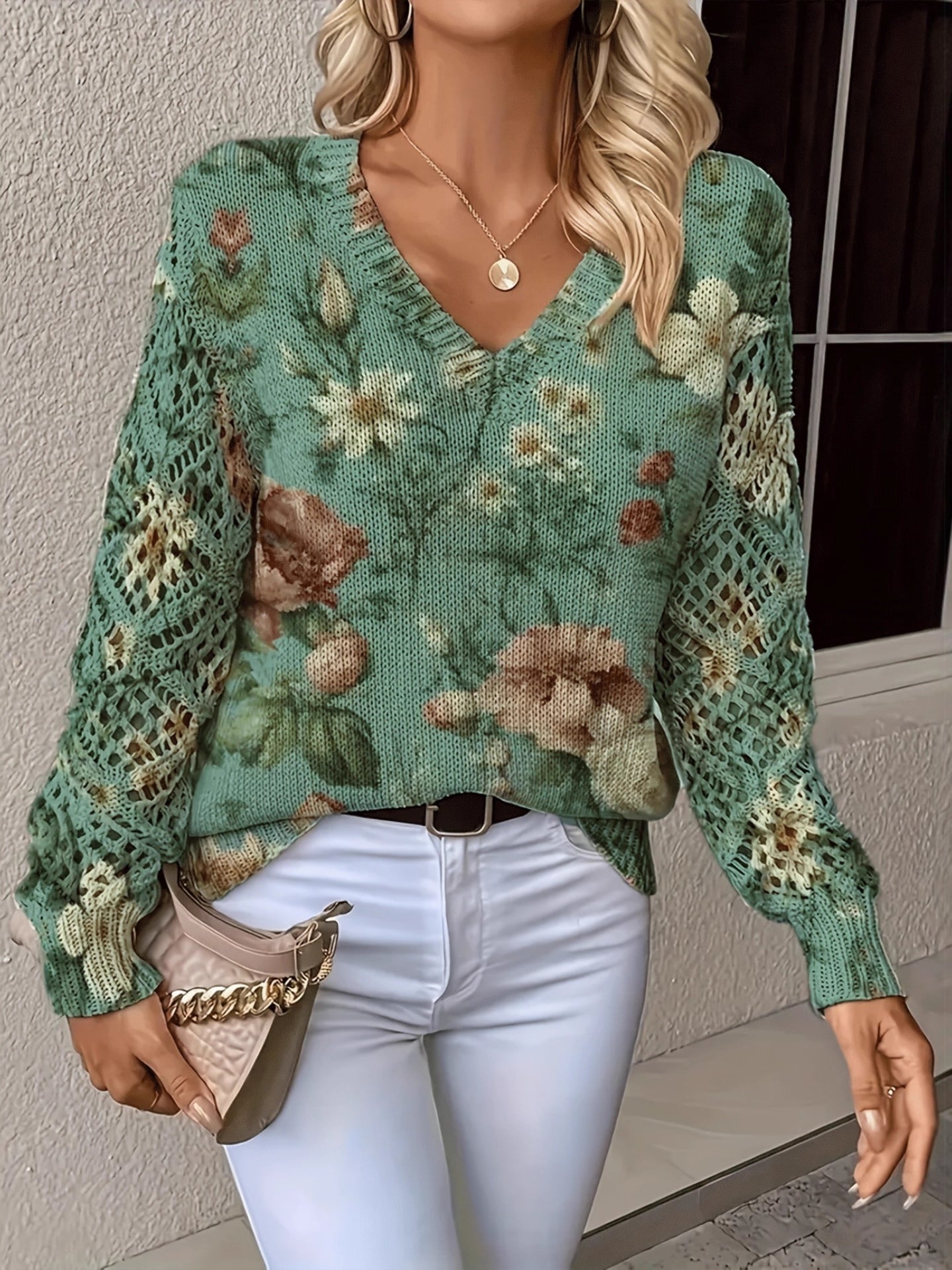 Ashtyn - Eleganter Damenpullover mit Blumenmuster