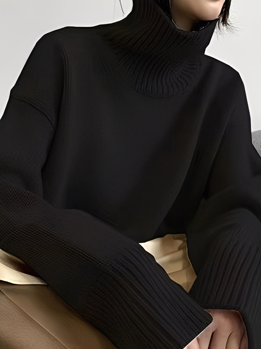 Adrienne - Eleganter, locker geschnittener Kaschmir-Rollkragenpullover