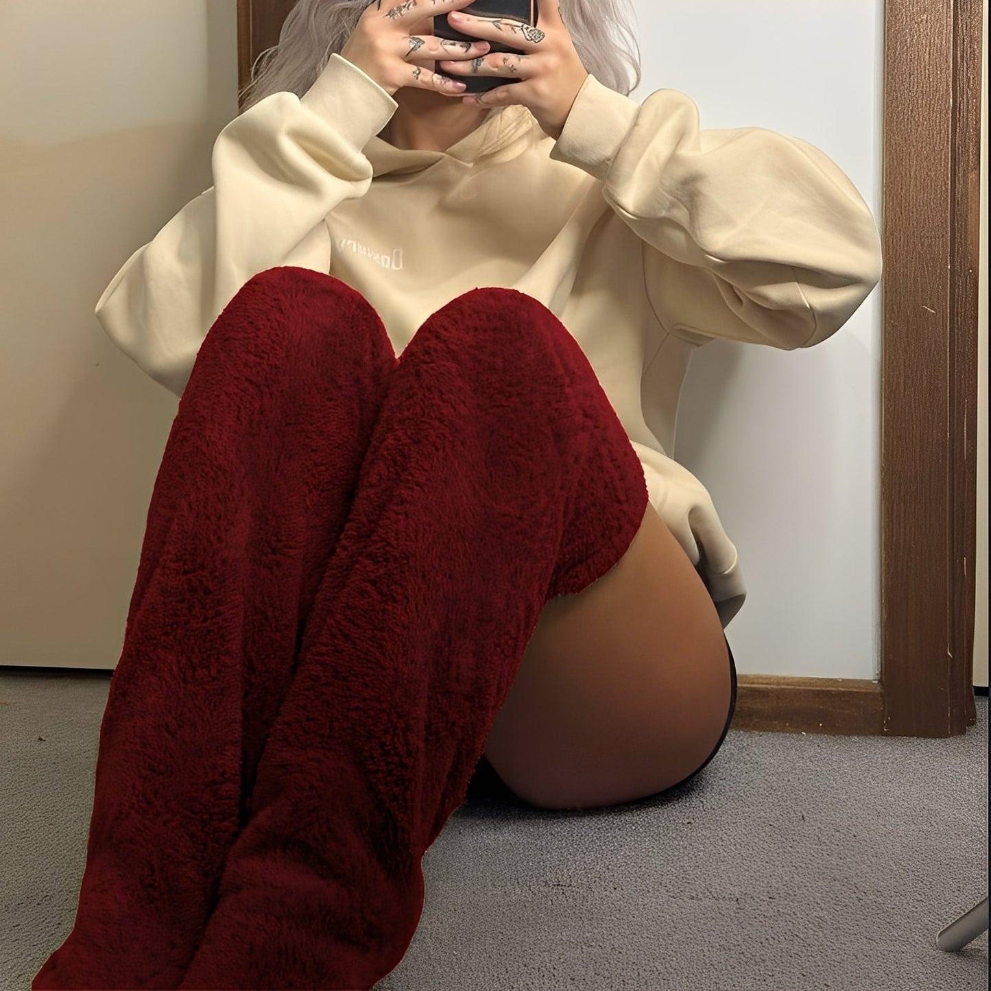 Camellia - Warme, kniehohe Wintersocken für Frauen
