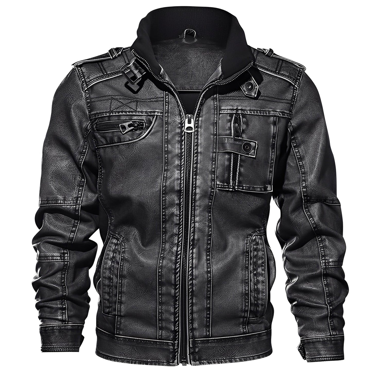 Kevin - Klassische Herren-Lederjacke mit Taschen
