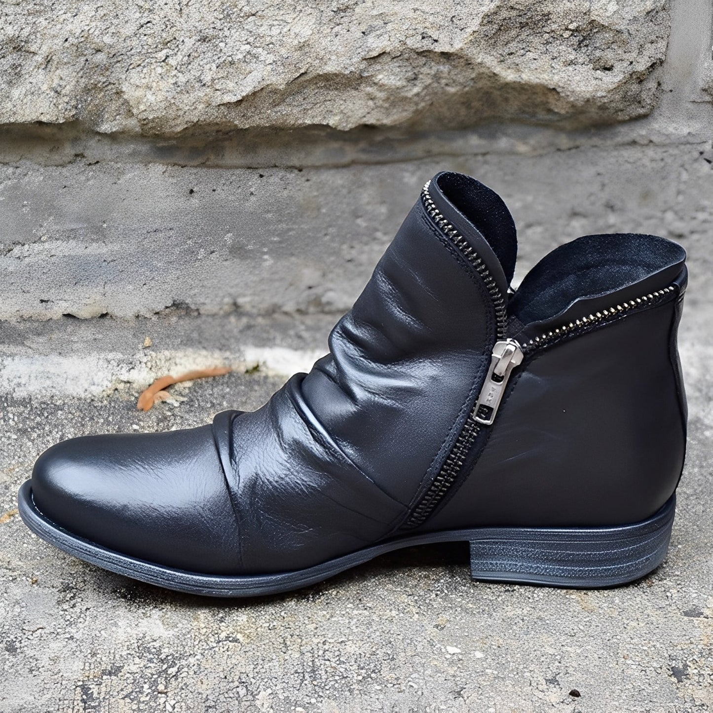 Veronica - Retro-Lederstiefel für Damen mit Zipper