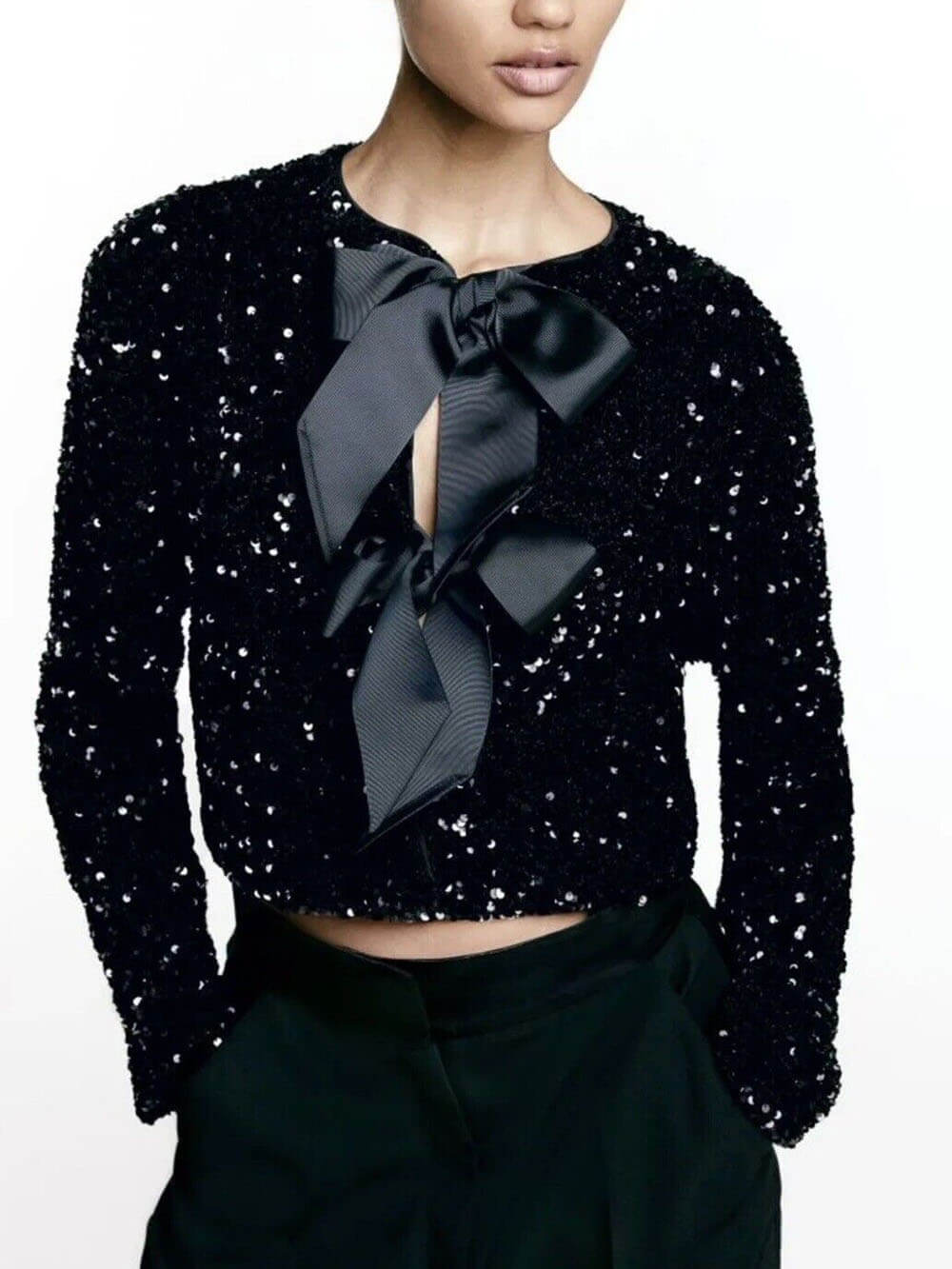 Belladonna - Glitzernde Jacke mit Gürtel