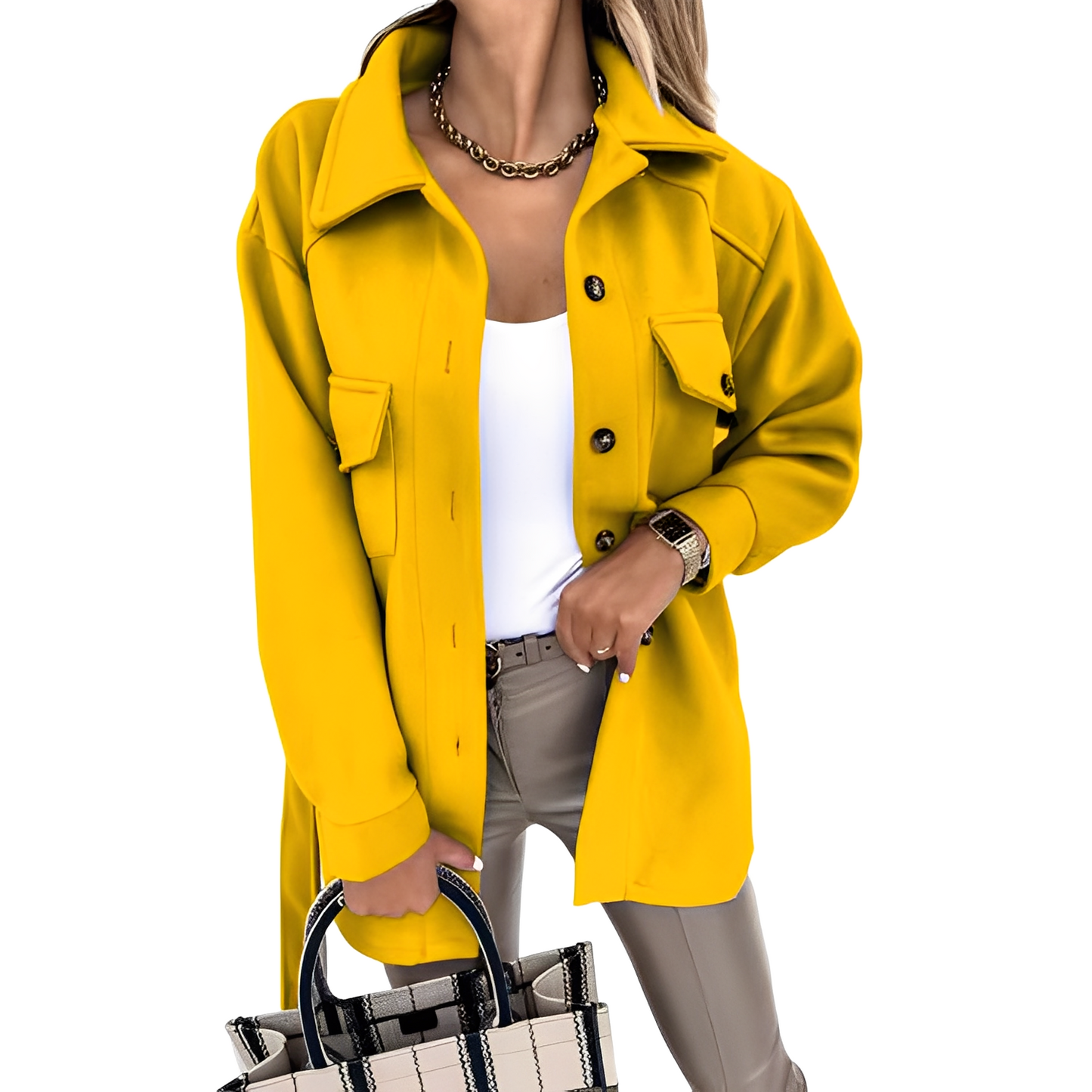 Bethanie - Dünne Frauenjacke mit Kragen und Knöpfen