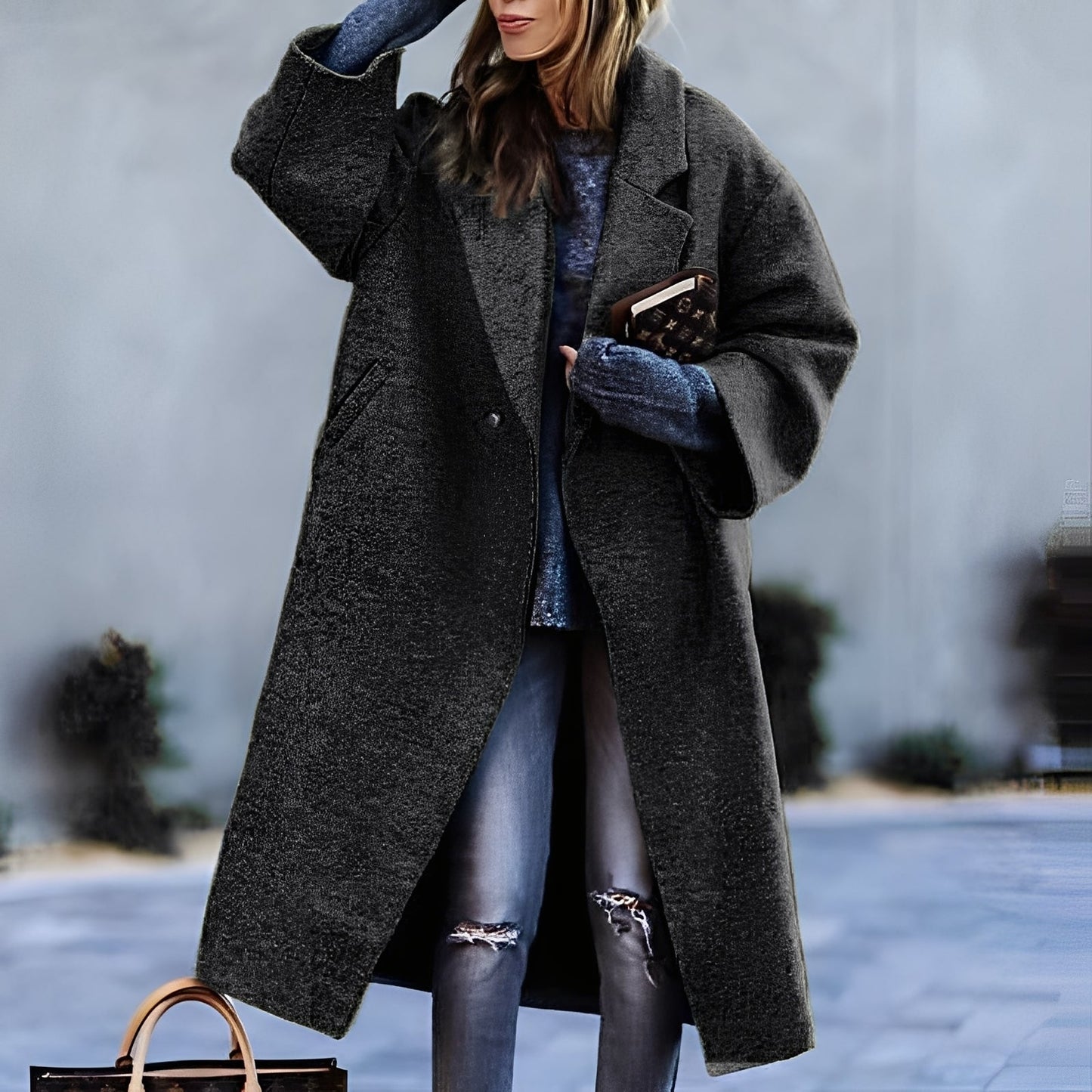 Britannia - Warmer langer Mantel mit Kragen für Damen