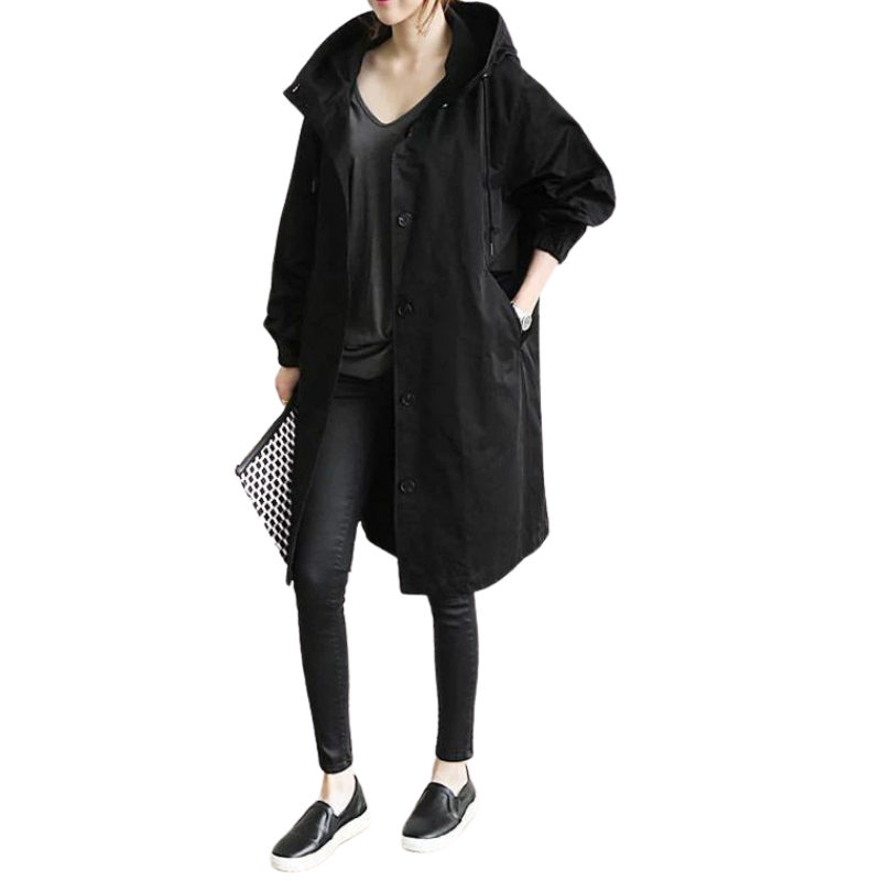Mara – Wasserdichter Trenchcoat mit Kapuze für Regentage