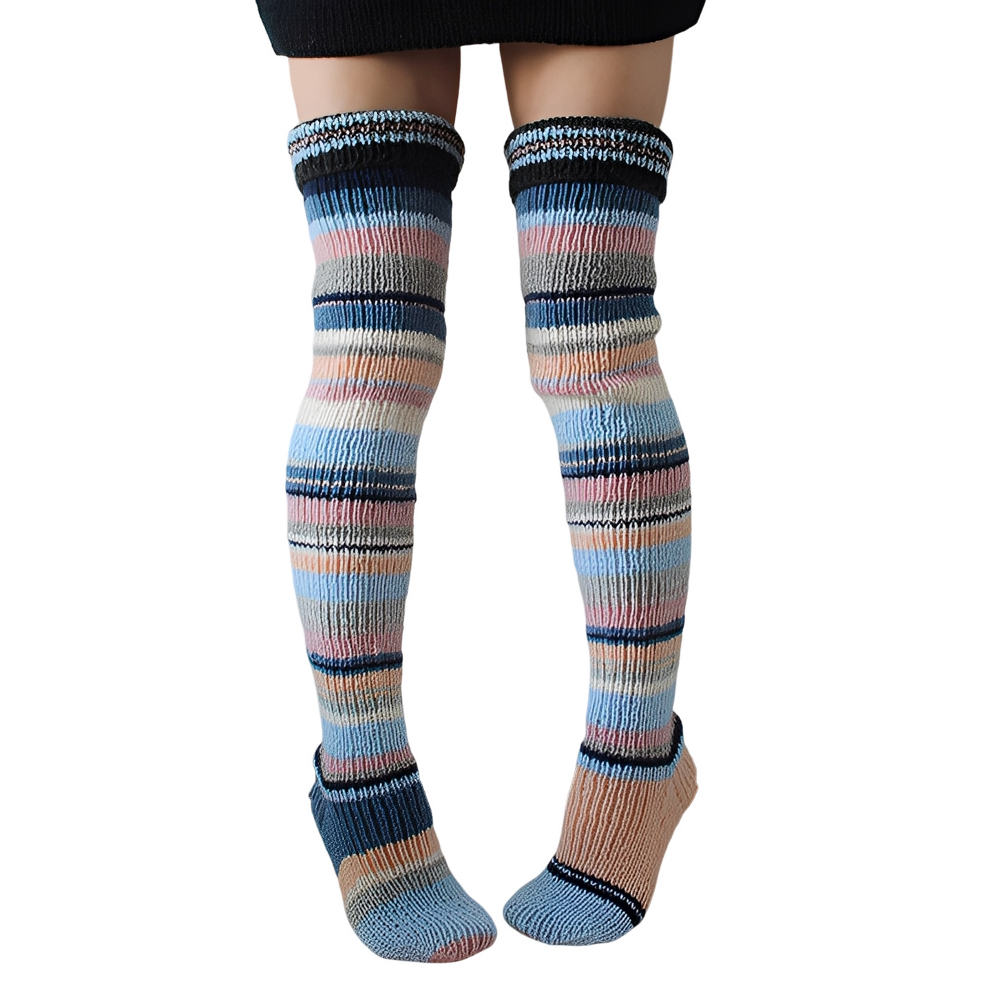 Rhianna - Stilvolle lange gestreifte Damensocken