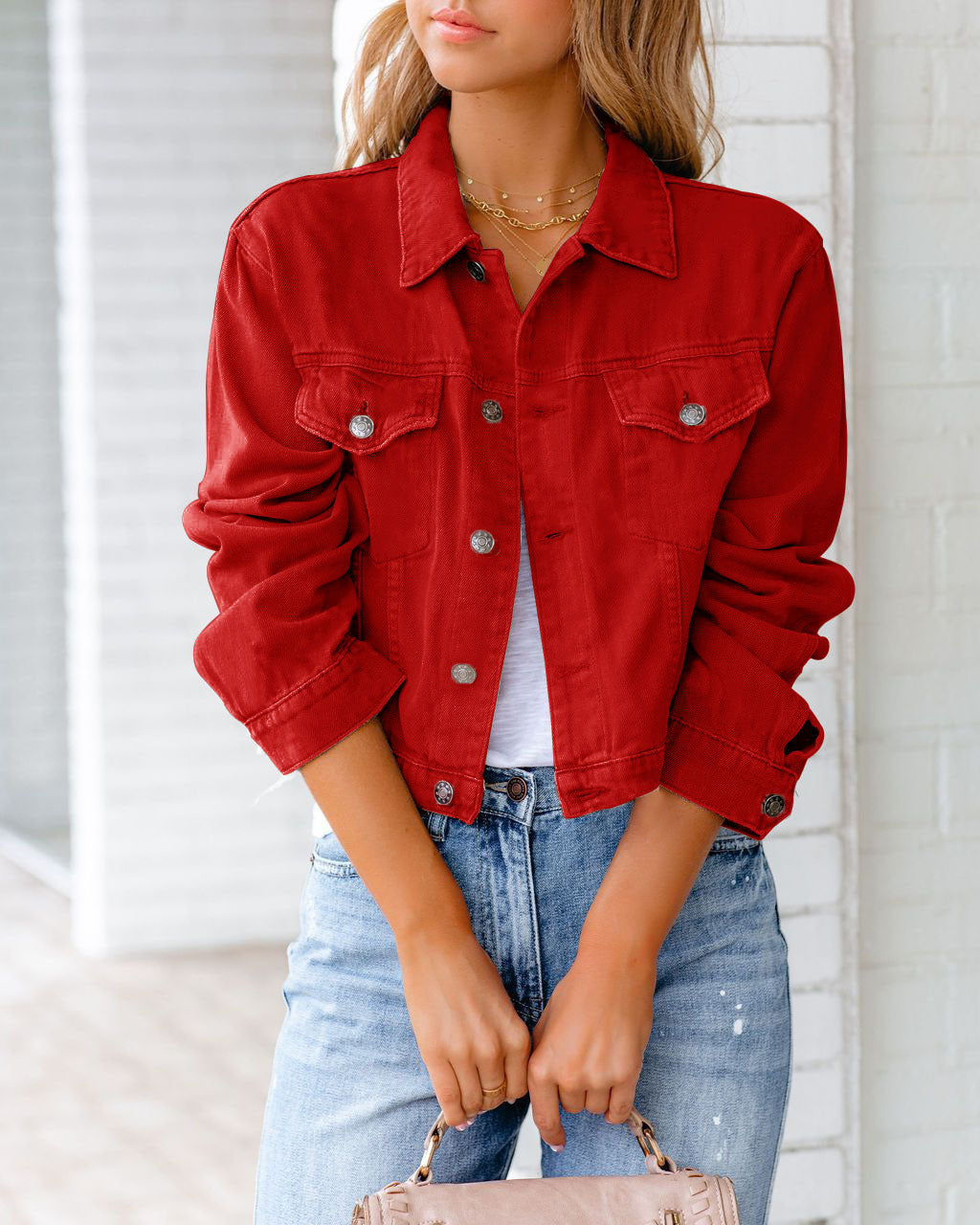 Paulene - Stylische Jeansjacke mit Knöpfen und Taschen