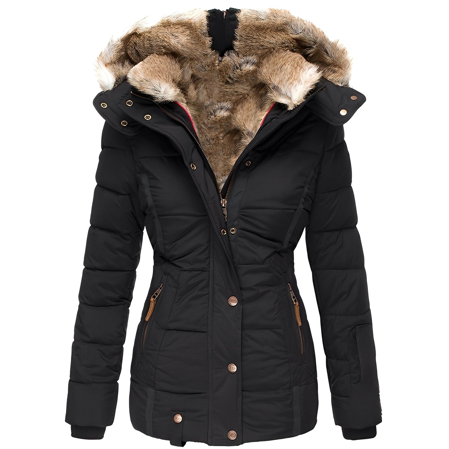 Odelia - Stilvolle, figurbetonte Jacke mit Pelzkragen für Damen