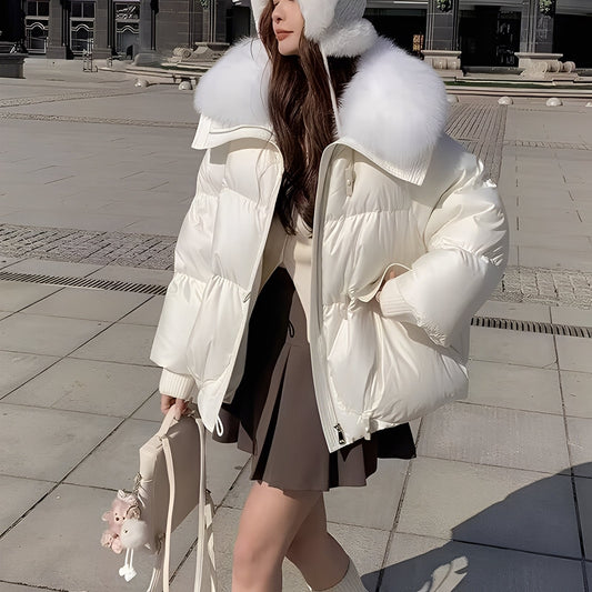 Victoria - schicke Windjacke mit Daunen und Fellkragen für Frauen