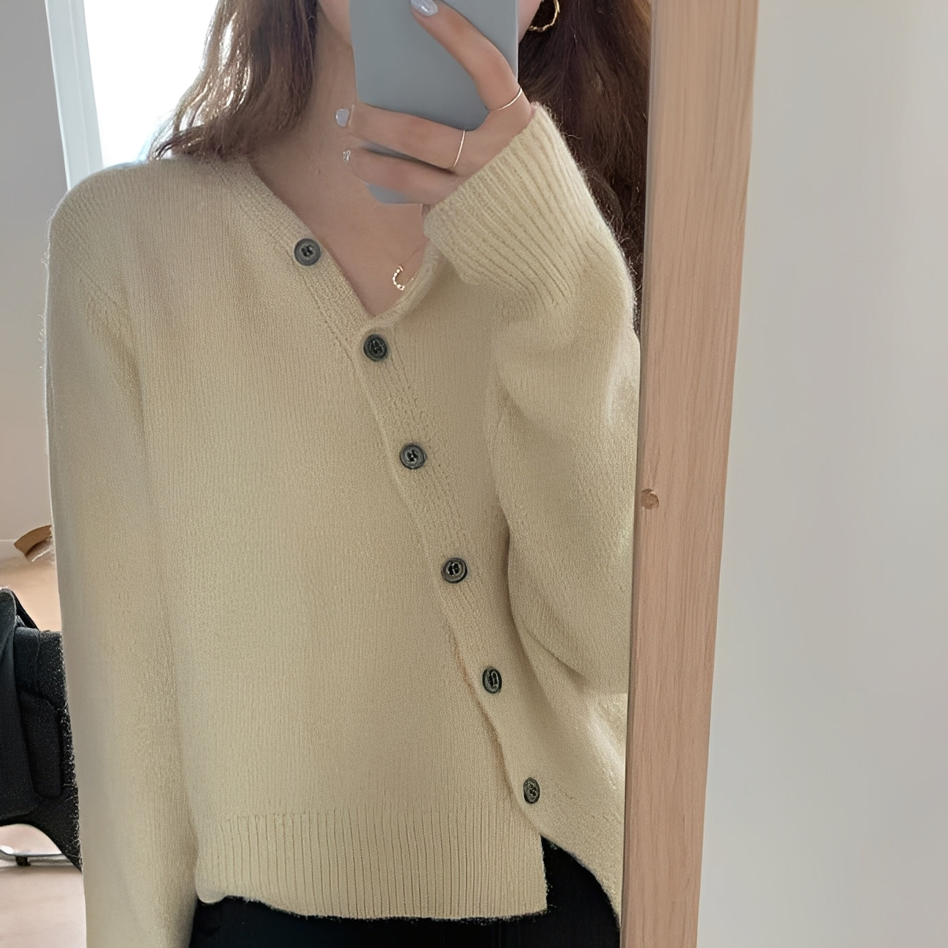Arianna - Locker sitzende Kaschmirjacke mit Knöpfen für Damen
