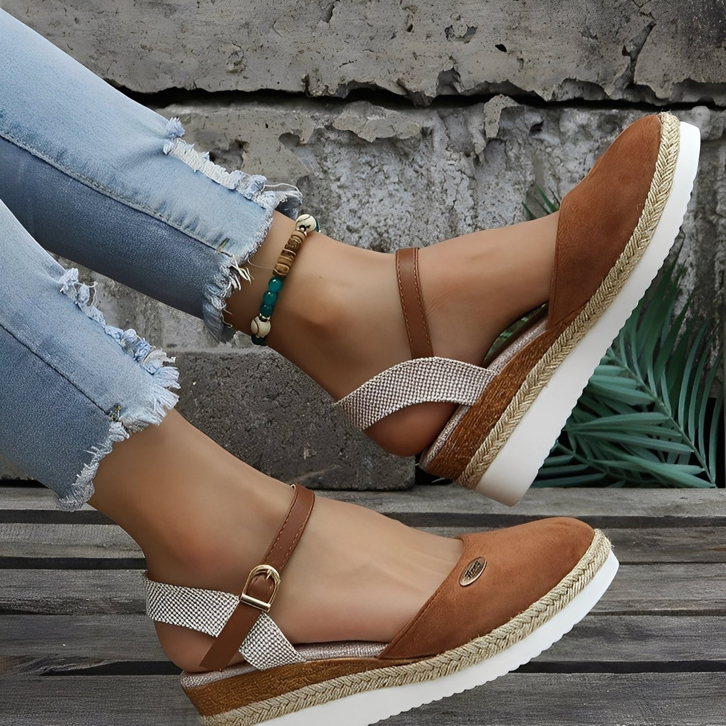 Elinor - Bequeme Keilabsatz-Hanfsandalen für Frauen