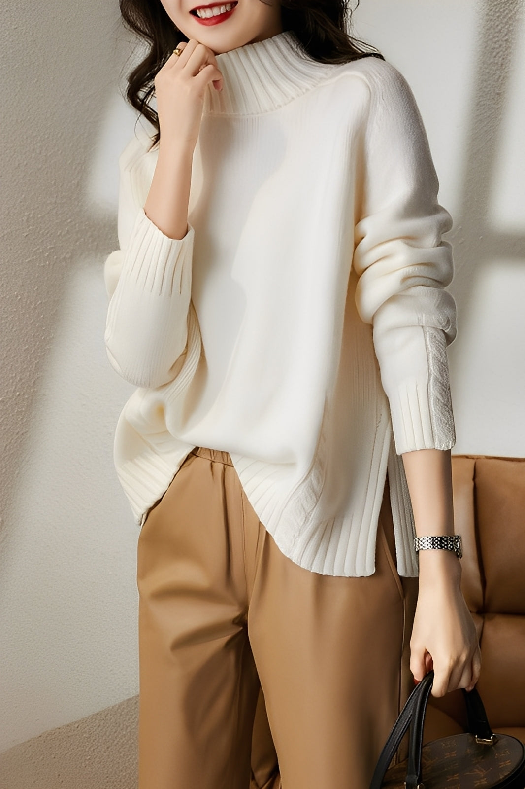 Karolyn - Schlichter, enger Damenstrickpullover