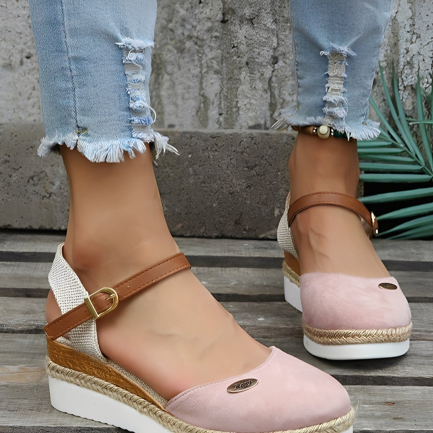 Elinor - Bequeme Keilabsatz-Hanfsandalen für Frauen