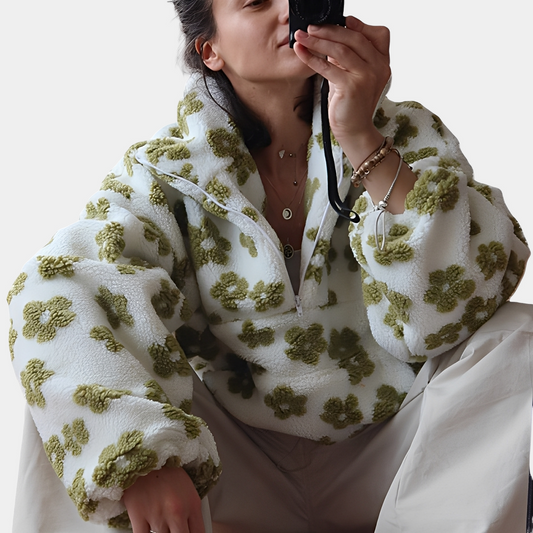 Elizabeth - Damen-Sherpa-Pullover mit elegantem Blumenprint