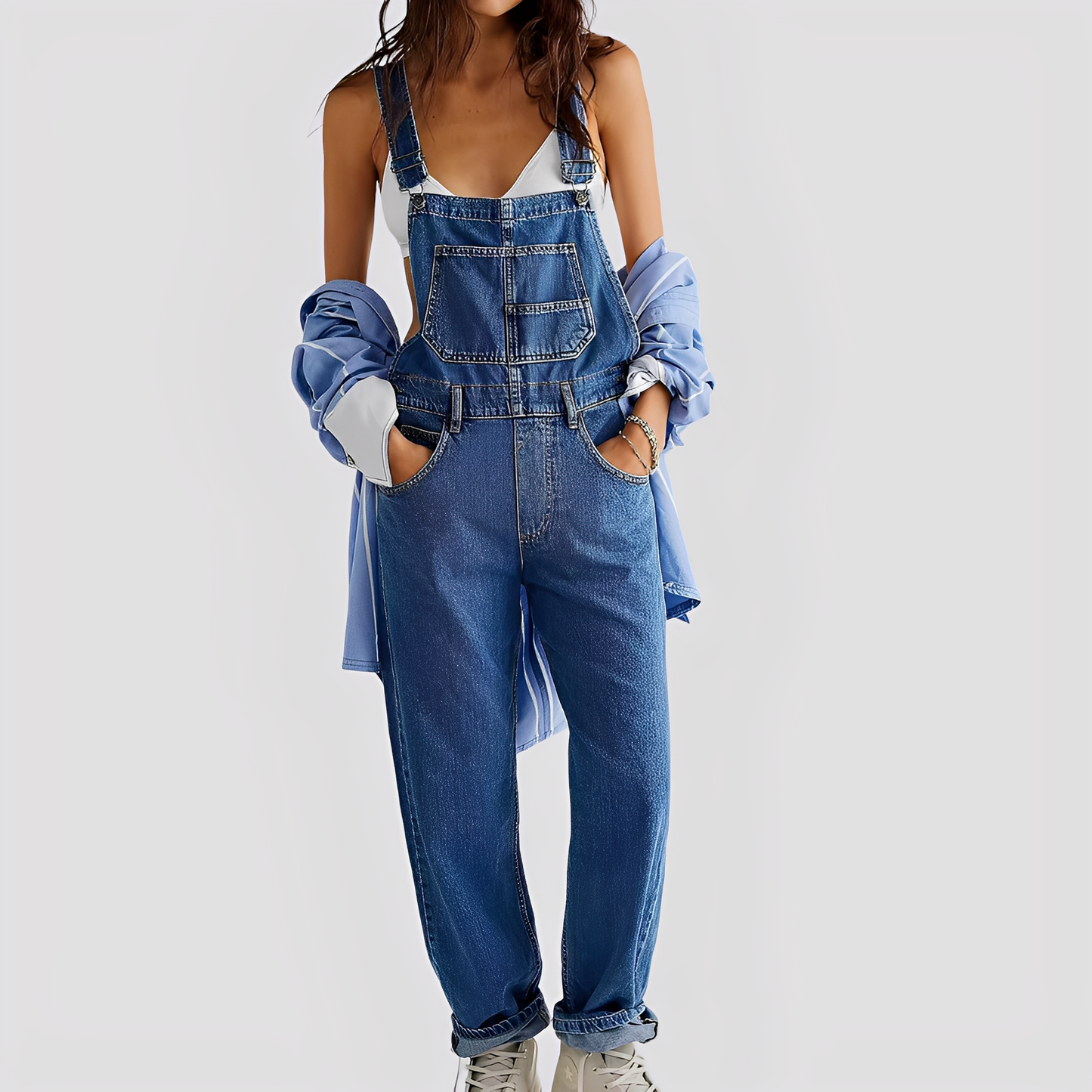 Mildred - Weite, klassische Damenjeans-Latzhose