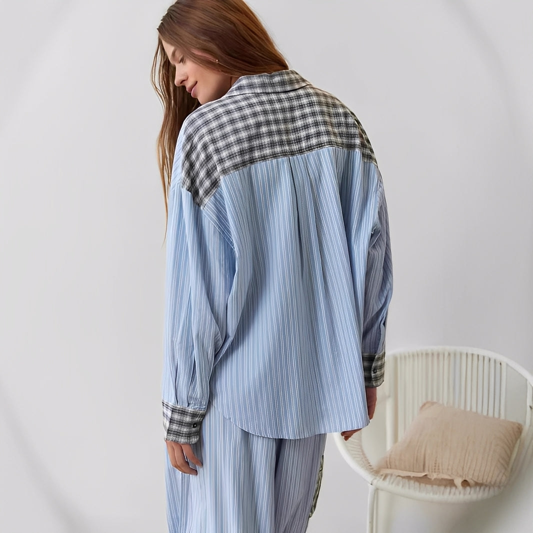 Elenora - Bequemes, lockeres Damen-Pyjama-Set, zweiteilig