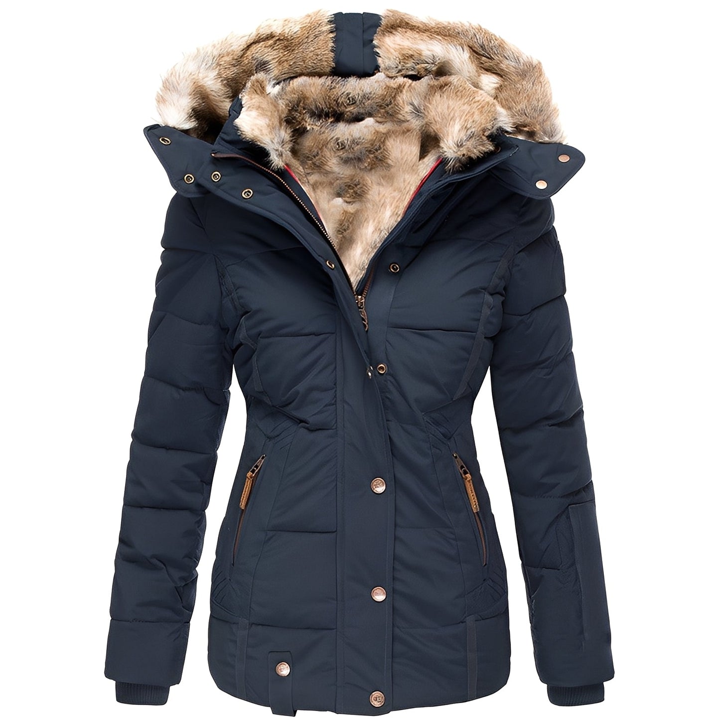 Odelia - Stilvolle, figurbetonte Jacke mit Pelzkragen für Damen
