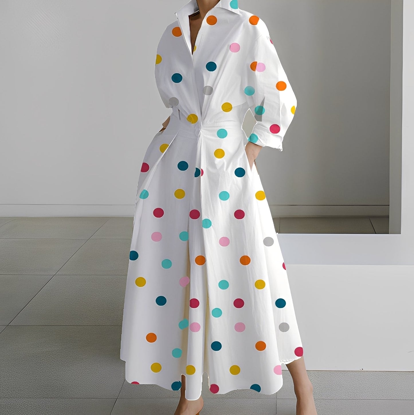 Lavina - Gemütliches Damenkleid mit langen Ärmeln und Taschen
