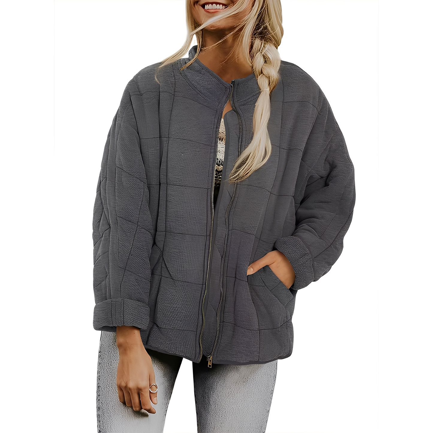 Luana - Leichte Damenjacke mit Quiltmuster und Taschen