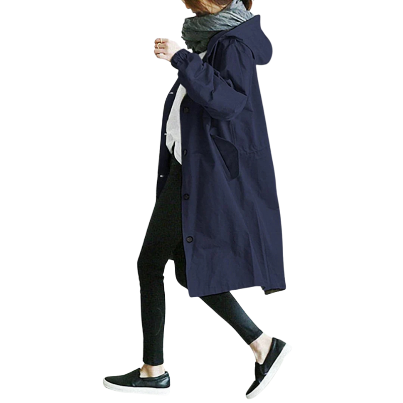 Mara – Wasserdichter Trenchcoat mit Kapuze für Regentage