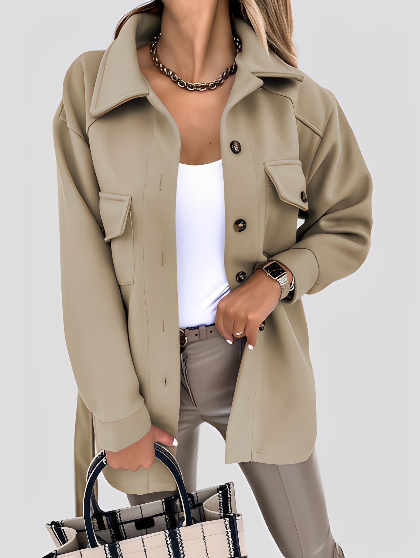Tiffanie - Moderne, leichte Wolljacke für Damen mit Reverskragen