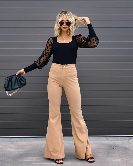 Deziree - Bequeme Hose mit weitem Bein und hohem Bund für Damen