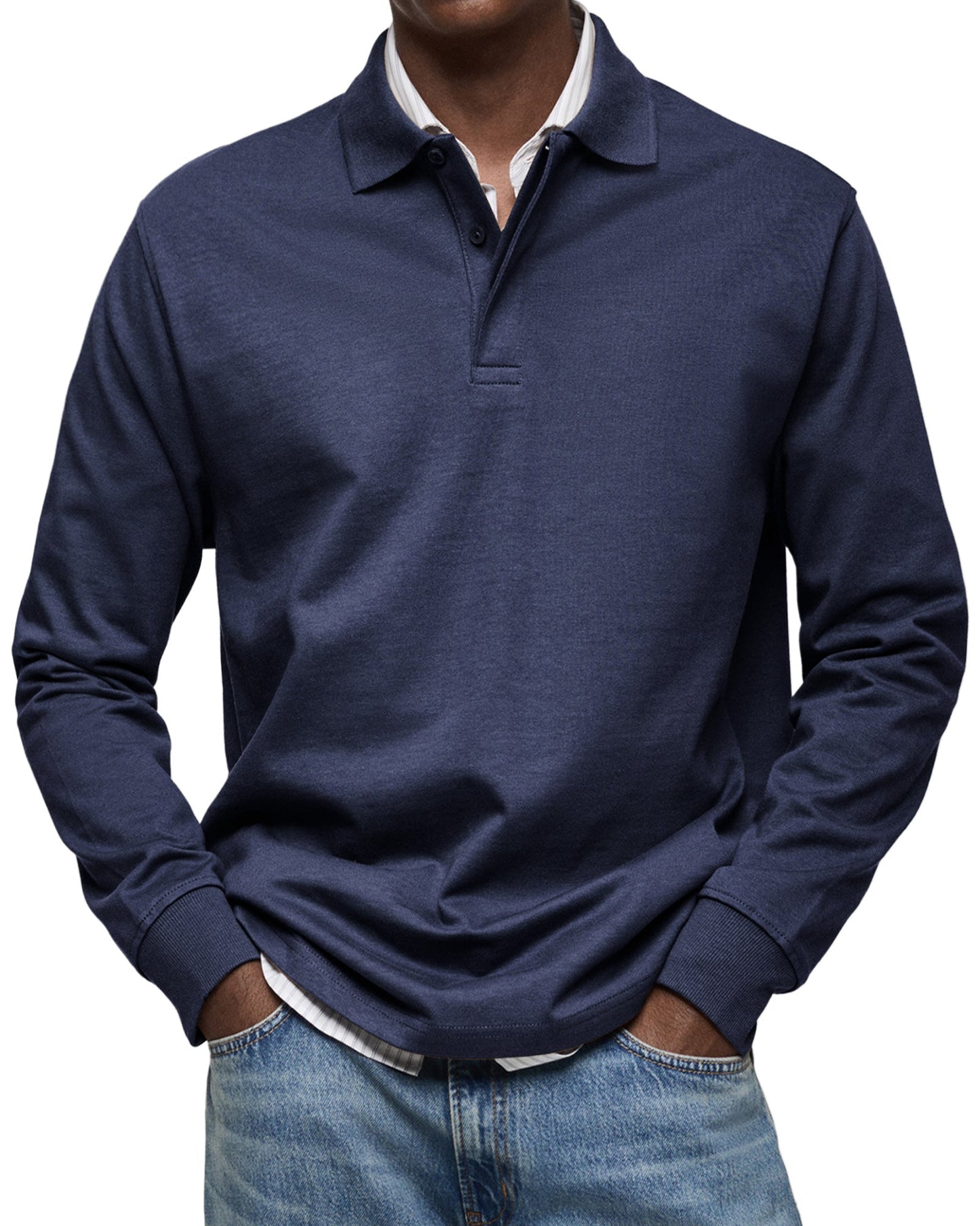 Dewey - Einfaches Langarm-Poloshirt für Herren
