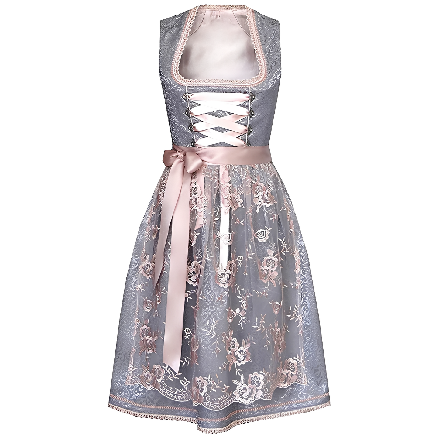 Zella - Damen Oktoberfest-Kleid mit Schnürung und Muster