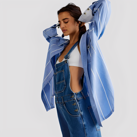 Mildred - Weite, klassische Damenjeans-Latzhose
