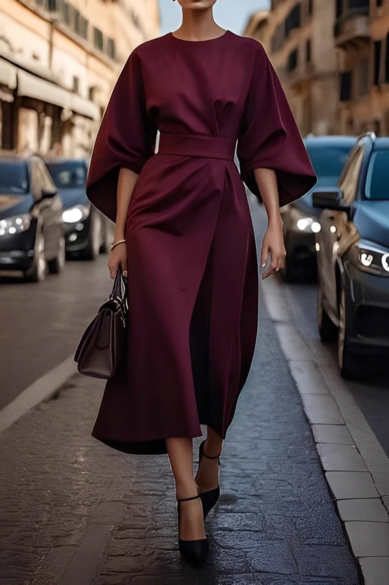 Nicole - Stilvolles Damen-Midikleid mit Puffärmeln