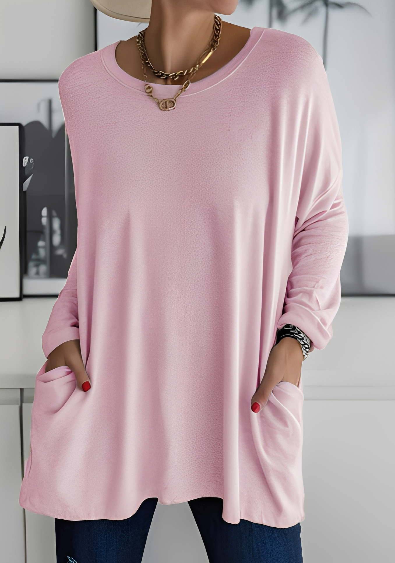 Krystle - Bequemes Damen-Langarmshirt mit Taschen