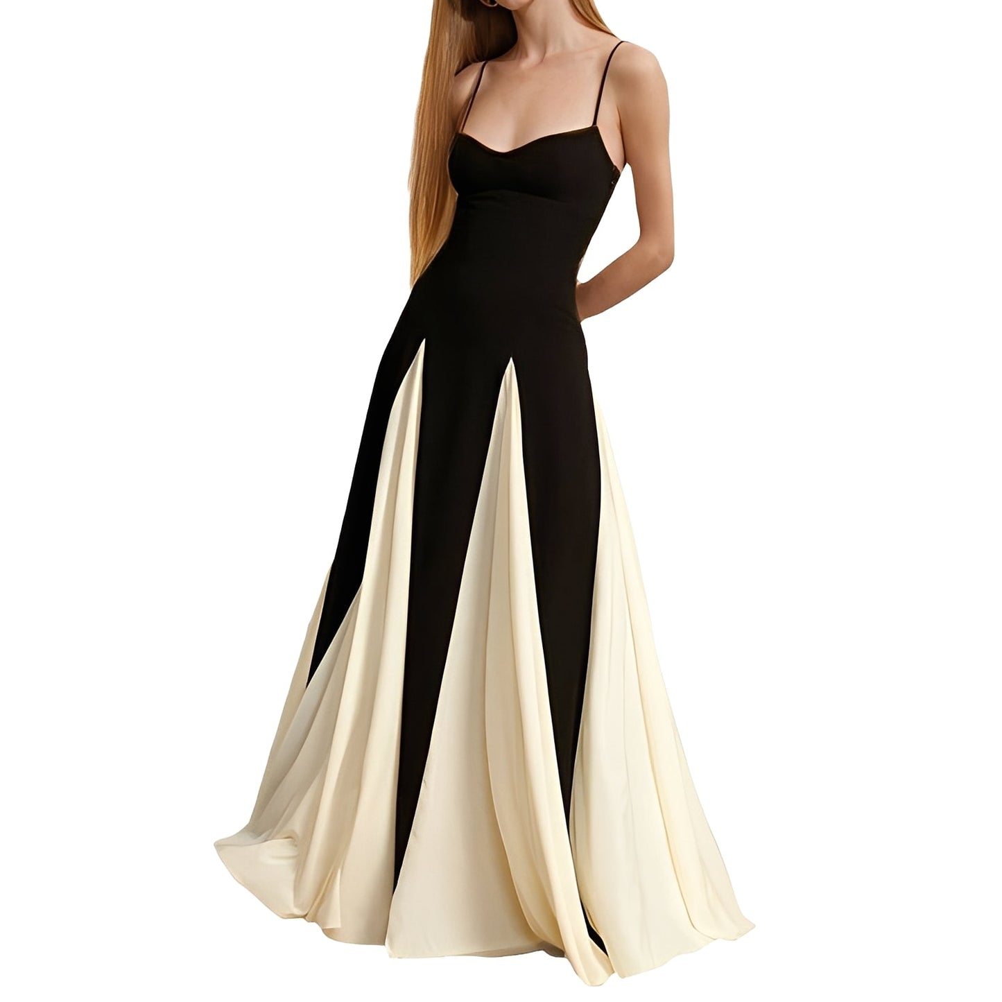 Charisse - Elegantes Kleid mit Kontrast und weitem Rock für Damen