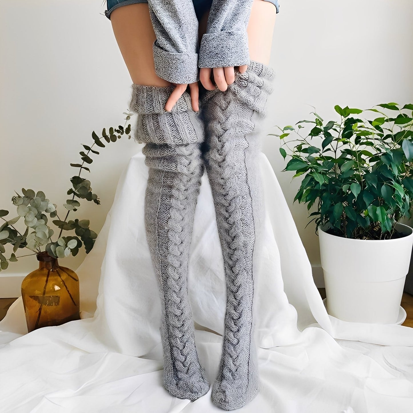Hailee - Weiche, gestrickte Overknee-Socken für Damen