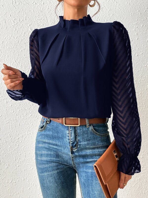 Cassandra - Schickes Damen-Chiffon-Top mit langen Ärmeln