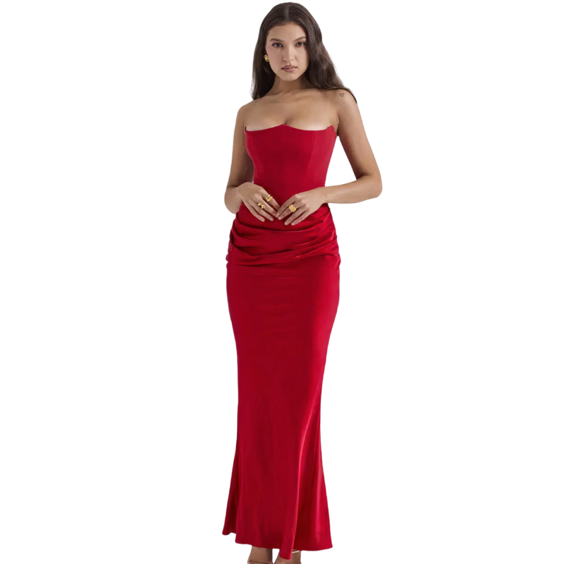 Elisabeth – Schulterfreies Maxikleid für elegante Auftritte