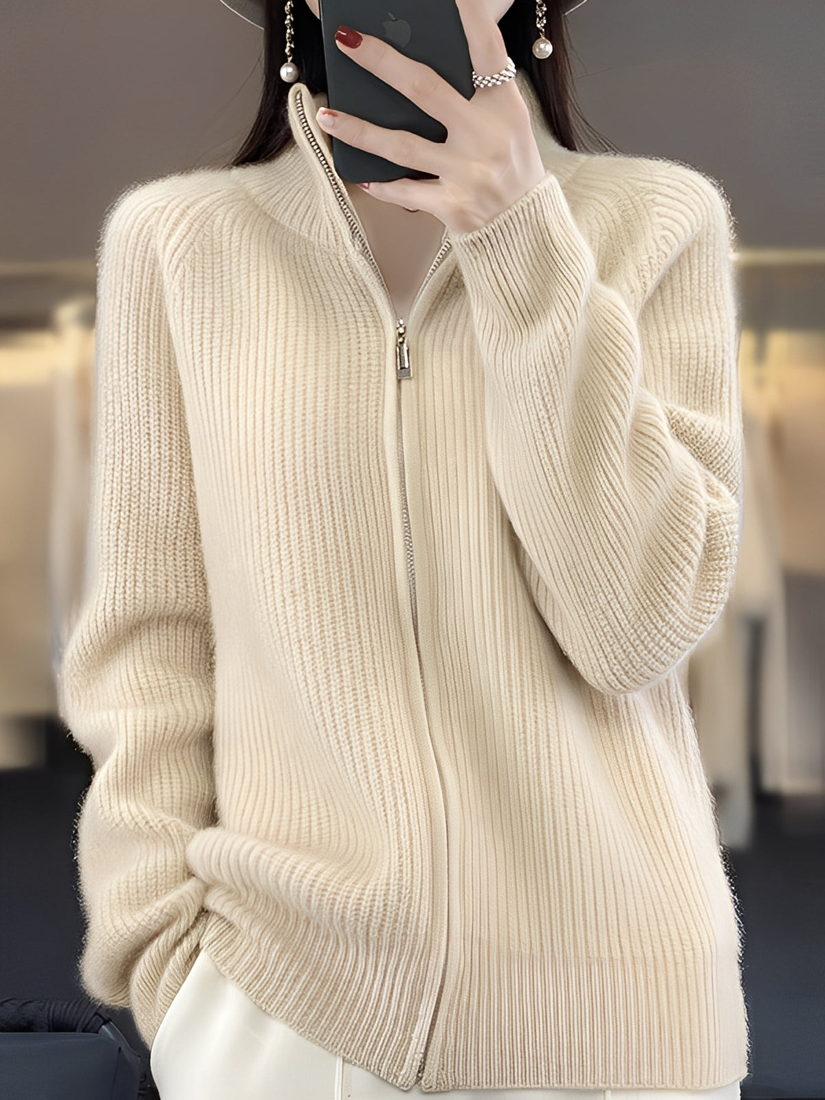 Brylee - Moderne Wollstrickjacke für Damen mit Reißverschluss