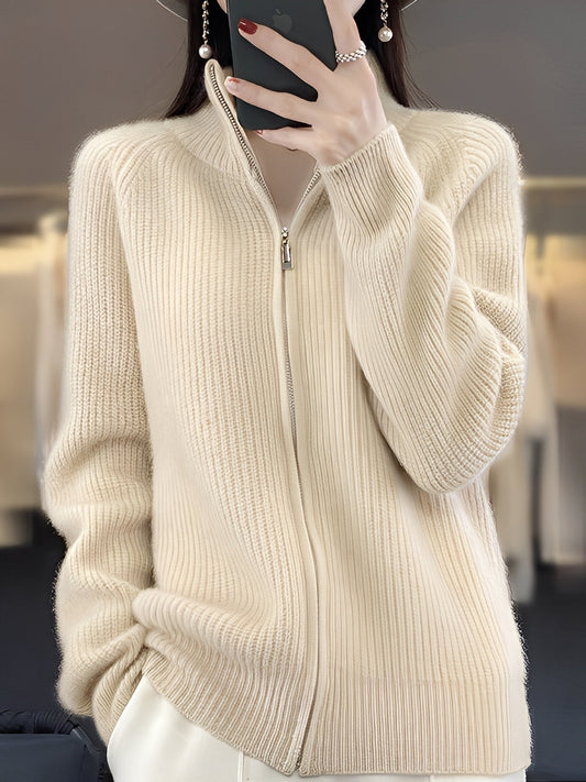 Brylee - Moderne Wollstrickjacke für Damen mit Reißverschluss