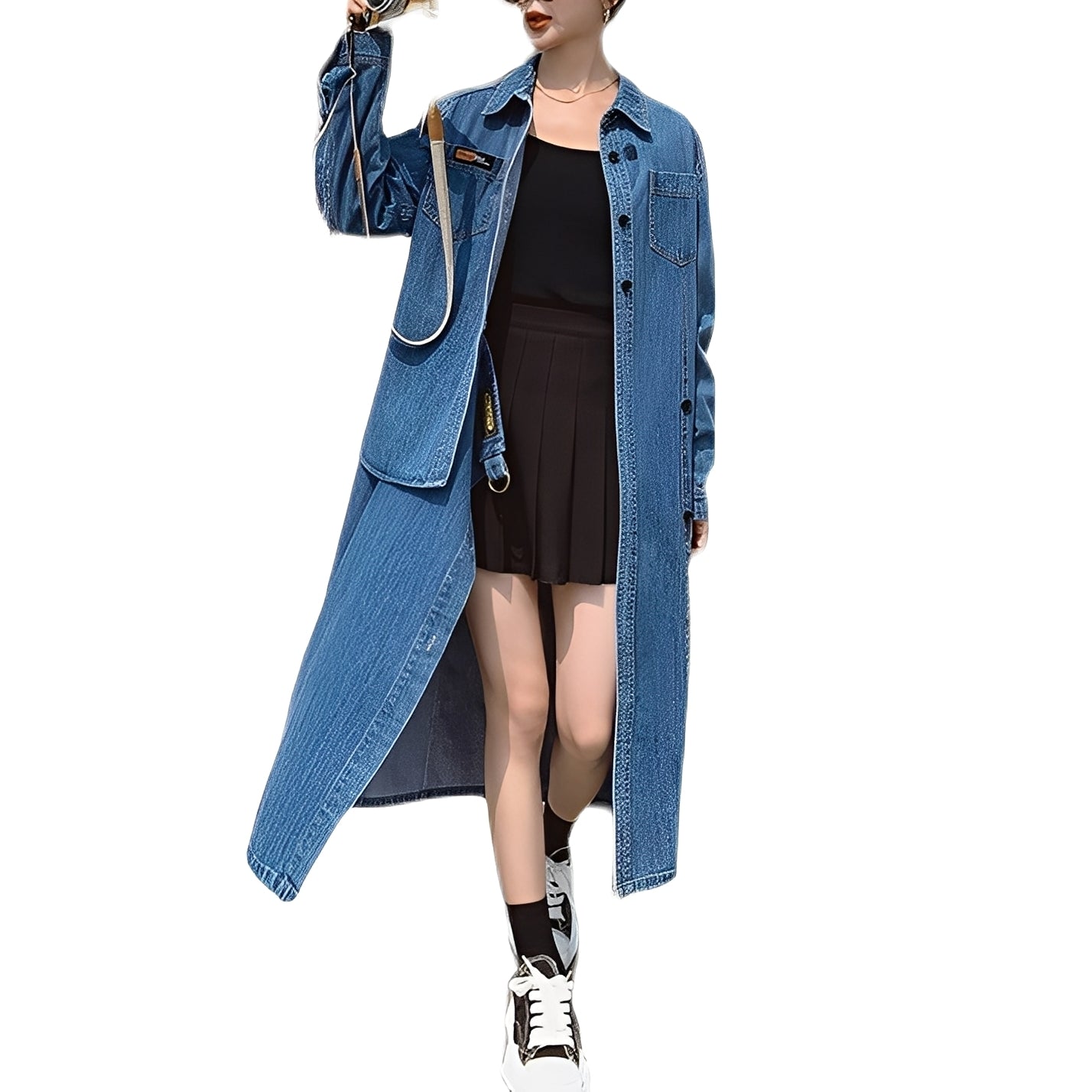 Christabel - Langes Retro-Jeanskleid mit Taschen für Frauen