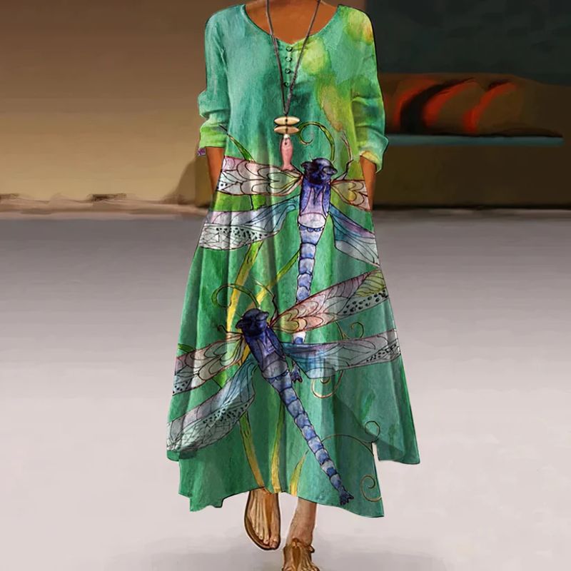 Elira – Zweilagiges Maxikleid mit Print