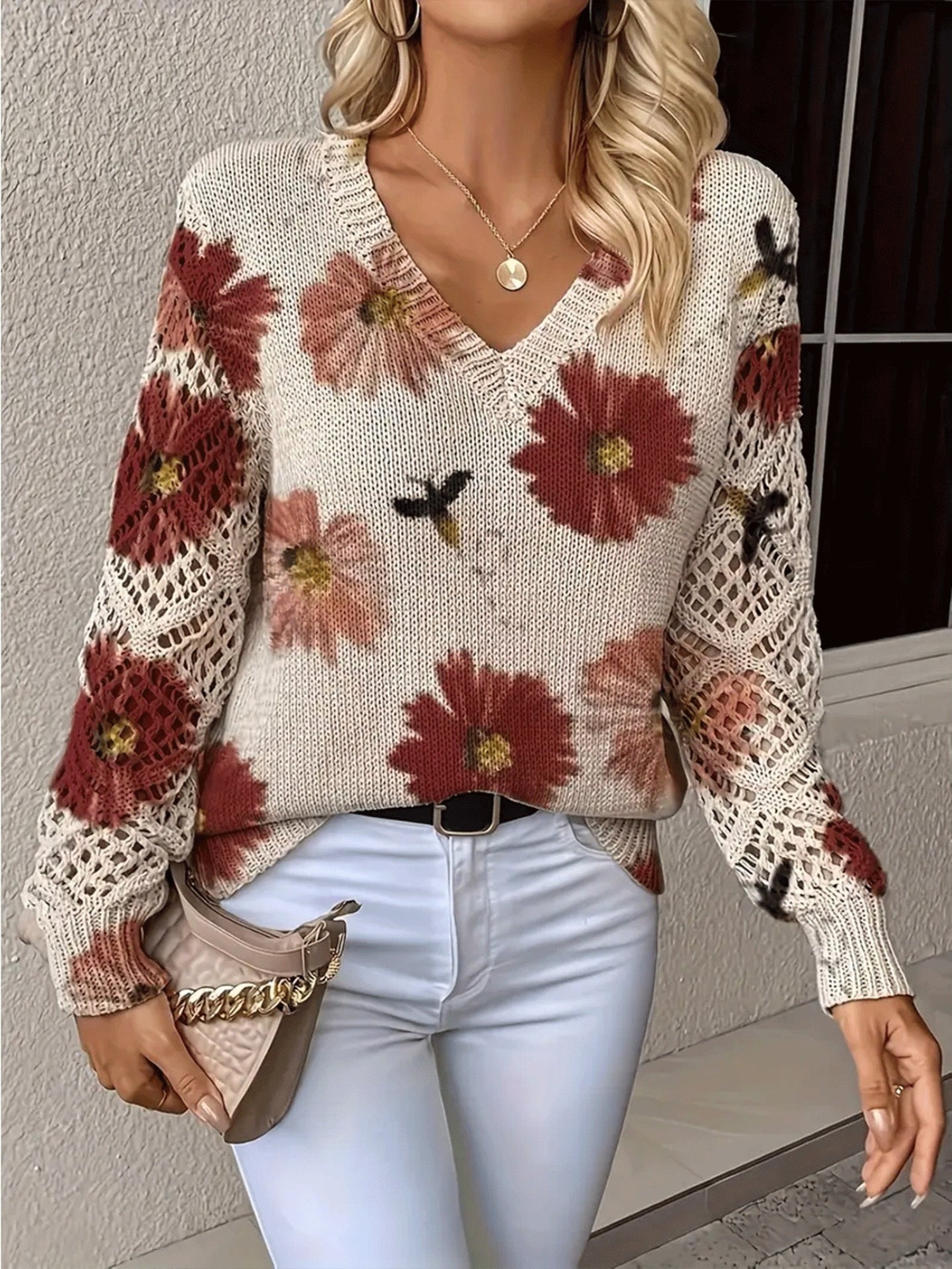 Ashtyn - Eleganter Damenpullover mit Blumenmuster