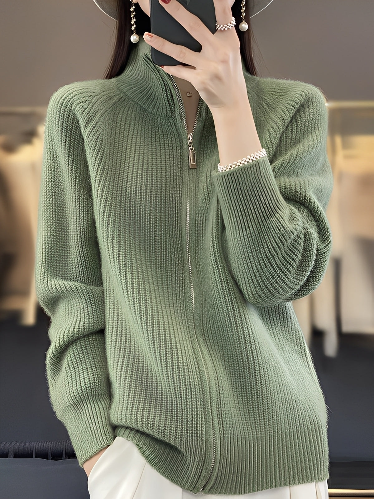 Brylee - Moderne Wollstrickjacke für Damen mit Reißverschluss