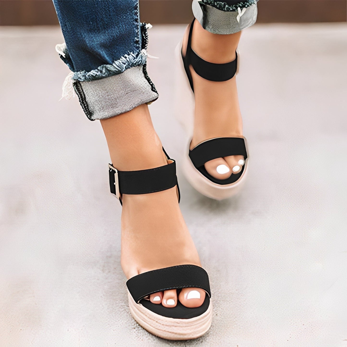 Annalee - Bequeme Damenkeilsandalen mit Riemen