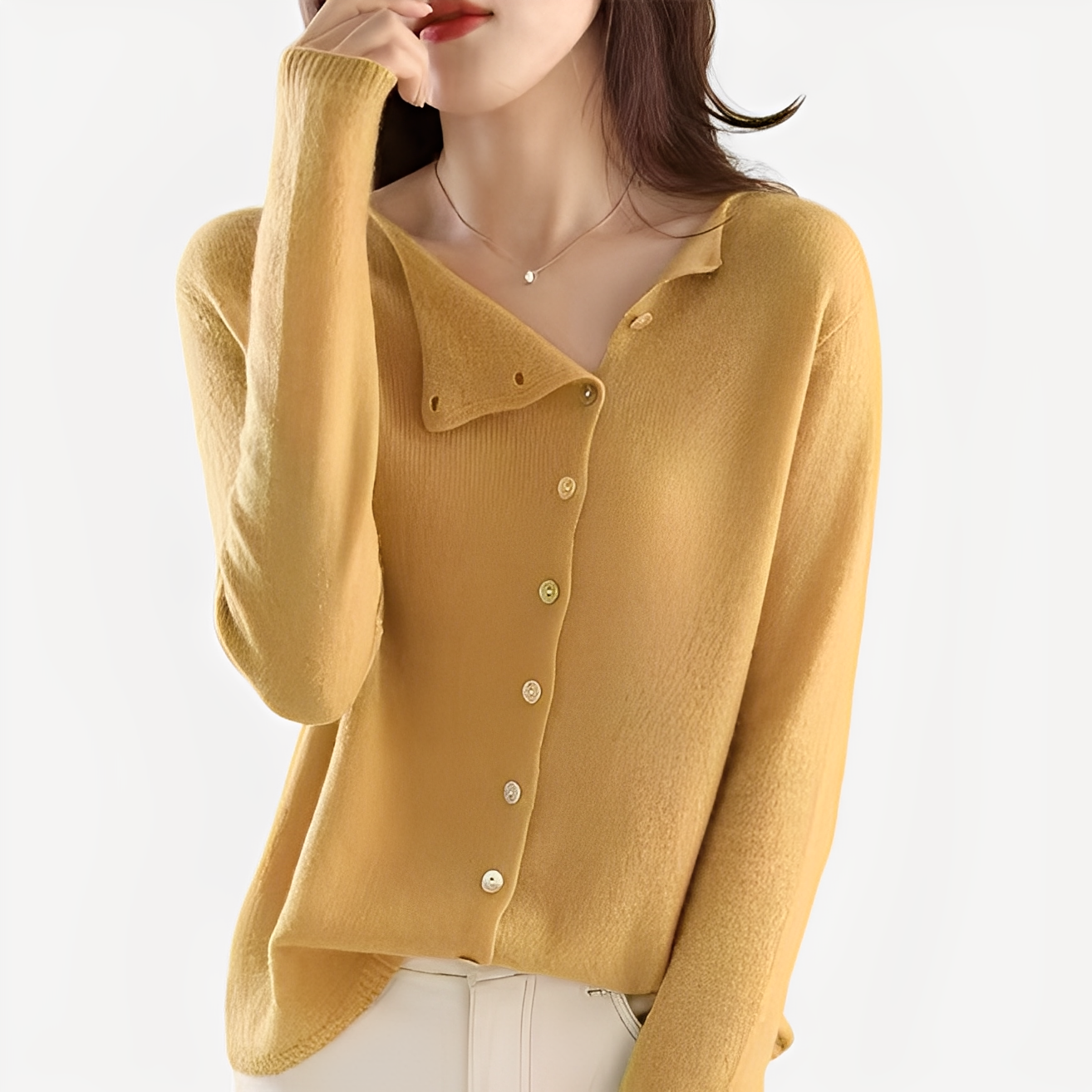 Daria - Stilvolle, warme Ein-Knopf-Strickjacke für Damen