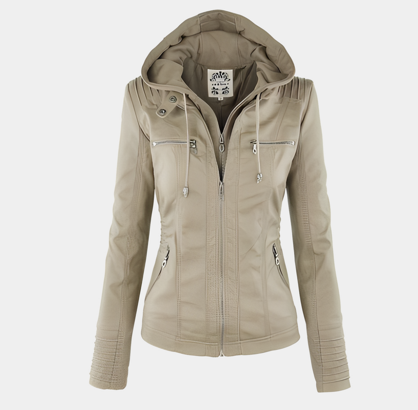 Jaylene - Trendige wasserdichte Damen-Lederjacke mit Kapuze