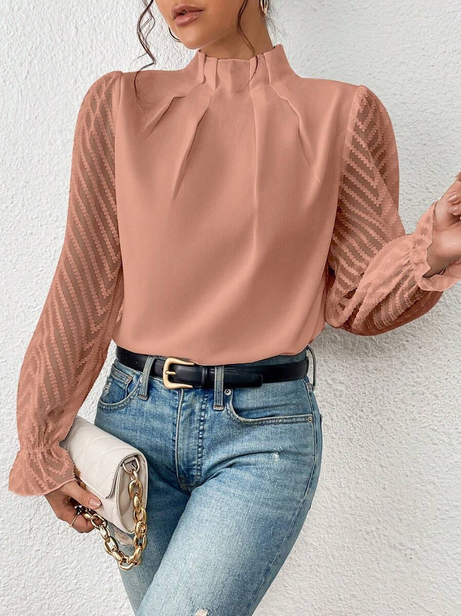 Cassandra - Schickes Damen-Chiffon-Top mit langen Ärmeln